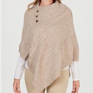 NWT Karen Scott beige poncho size Pl/PXL